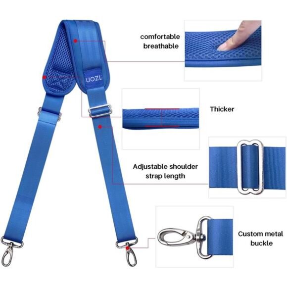 Adjustable Shoulder Strap Replacement Bag Strap Padded Laptop Messenger Luggage - Picture 2 of 7